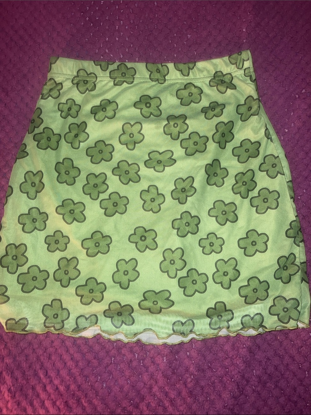 Green Floral Mini Skirt size S